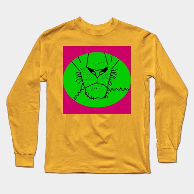 Minimal Green Lion Mouth Long Sleeve T-Shirt by ellenhenryart